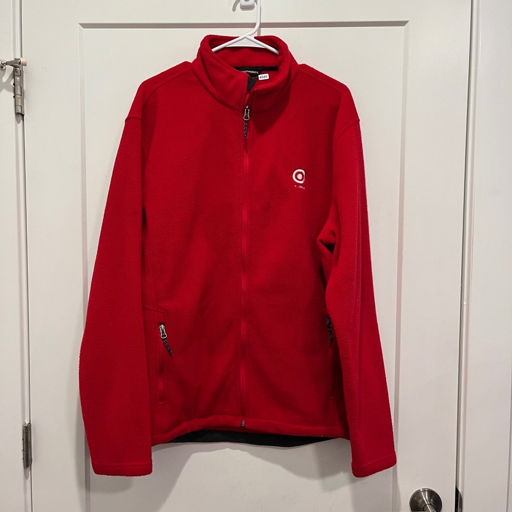 Port Authority Mens XL Red Target T-1844 Full Zip Fleece Jacket Soft Warm Layer
